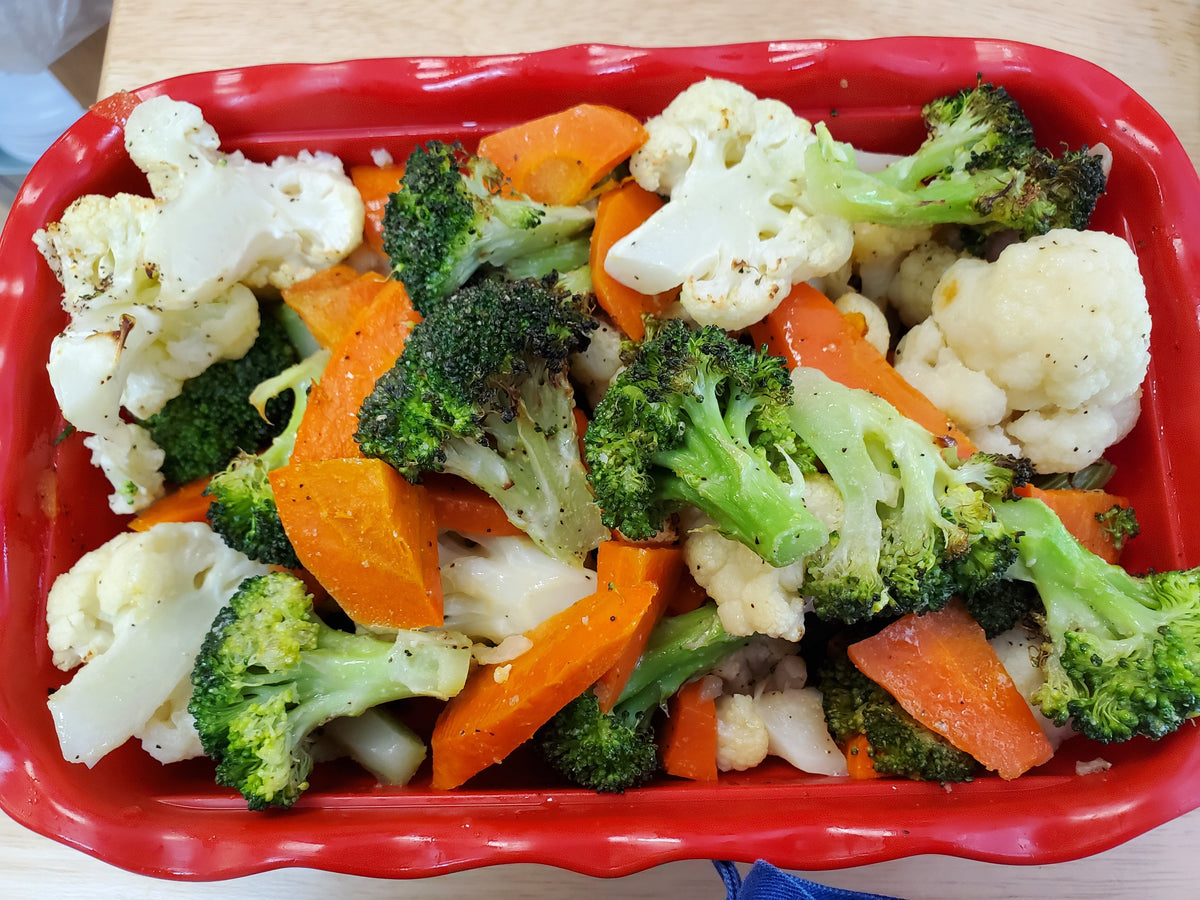Roasted Broccoli, Cauliflower, and Carrots